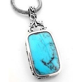 Show details of Turquoise Blue Lapis Reversible Sterling Silver Pendant.