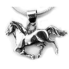 Show details of Horses Sterling Silver Running HORSE Pony Charm Pendant.