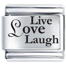 Show details of Clearly Charming Live Love Laugh Laser Etched Italian Charm.