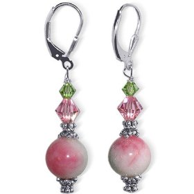 Show details of Classic Swarovski Crystal Candy Jade 925 Sterling Silver Leverback Dangle Earrings.