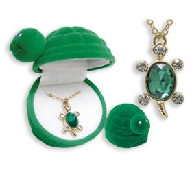 Show details of TURTLE Crystal Necklace in Turtle Gift Box!.
