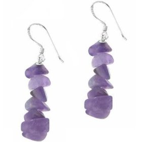 Show details of Sterling Silver Genuine Amethyst Chip Earrings.