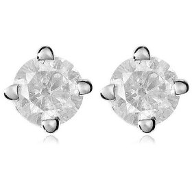 Show details of 14k White Gold Round Diamond Stud Earrings (1/5 cttw, K-L Color, I3 Clarity).