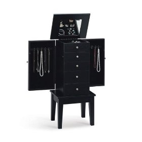 Show details of Contemporary Cappuccino Finish Jewelry Box Armoire Lingerie Chest.