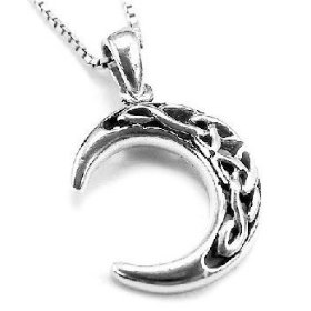 Show details of Sterling Silver Celtic Knot Crescent Moon Pendant with 18" Necklace.