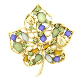 Show details of Pugster Multi Color Leaf Pin Brooch.