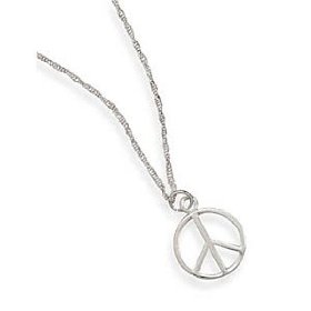 Show details of Peace Sign Necklace with 19" Chain.