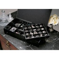 Show details of Jewelry Storage - Silver Safe Keeper Jewelry Box (Black) (3"H x 15"W x 9"D).