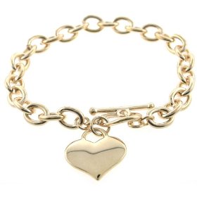 Show details of Designer Inspired Gold Heart Charm Toggle Bracelet Links Of Love.