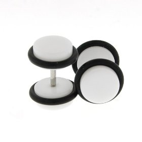 Show details of Fake Acrylic Plugs - White 16g Wire; 8mm - Sold as a Pair.