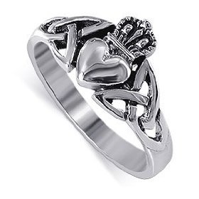 Show details of .925 Sterling Silver Claddagh Band Polish Finish Ring.