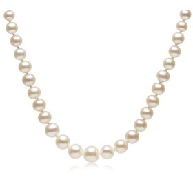 Show details of White 4-8mm Graduated Freshwater Cultured Pearl Necklace w/ Sterling Silver Clasp, 18".
