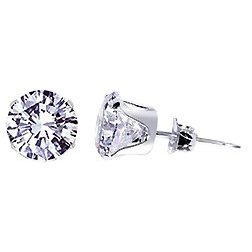 Show details of Sterling Silver 6 MM Round Clear Cubic Zirconia Stud Post Friction Back Earrings.