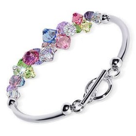 Show details of Beauteous .925 Sterling Silver Multi Color Swarovski Crystal Bracelet 7.5" With Toggle Clasp.