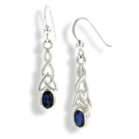 Show details of Sterling Silver Celtic Knot and Genuine Blue Sapphire Hook Earrings.