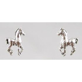 Show details of Tiny Sterling Silver Horse / Colt Stud Earrings, #2516.
