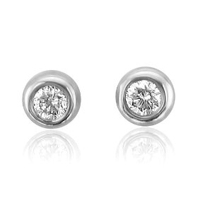 Show details of 10k White Gold Round Brilliant Cut Diamond Stud Earrings (GH, SI-I, 0.05 Carat).