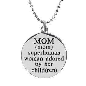 Show details of Sterling Silver "MOM" Circle Pendant.