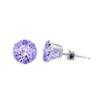 Show details of Sterling Silver 3 MM Round Lavender Cubic Zirconia Stud Post Friction Back Earrings.