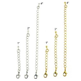 Show details of Necklace Bracelet Extender Set ~ 1", 2" and 4" in Gold and Silver Tone - 6 Pcs Total.
