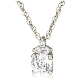 Show details of Platinum Overlay Sterling Silver "100 Facets Collection" Round Cubic Zirconia Pendant w/ Three-Stone Cubic Zirconia Accent.