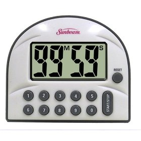 Show details of Sunbeam, 91640, 99 Minute, 59 Second Digital Count up/Count Down Timer, White/Grey.