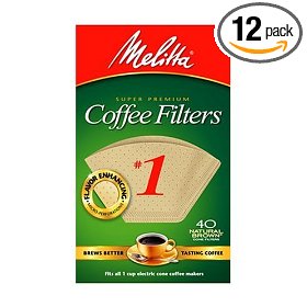 Show details of Melitta Cone Coffee Filters, Natural Brown, No. 1, 40-Count (Pack of 12).
