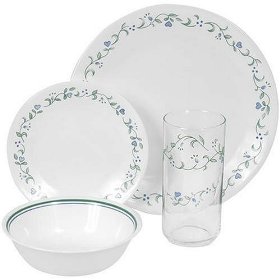 Show details of Corelle Livingware 16-Piece Dinnerware Set with 16-ounce Glass, Service for 4, Country Cottage.