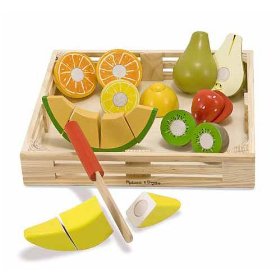 Show details of Melissa & Doug Deluxe Wooden Cutting Fruit Crate.