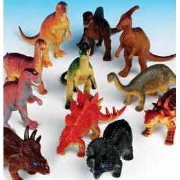 Show details of Dozen Jumbo Dinosaurs up to 6 inches long.