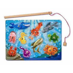 Show details of Melissa & Doug Deluxe 10-Piece Magnetic Fishing Game.