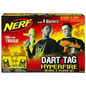 Show details of Nerf Dart Tag Hyperfire Deluxe 2 Player Blaster Set.