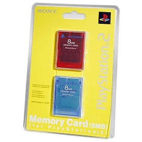 Show details of Playstation 2 Memory Card 8MB 2PK Red/Blue.