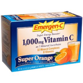 Show details of Emergen-C Vitamin C Fizzy Drink Mix, 1000 mg, Super Orange, 0.3 Ounce Packets (Pack of 36).