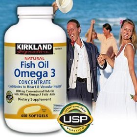 Show details of Kirkland Signature Natural Fish Oil Concentrate with Omega-3 Fatty Acids-400 Softgels.