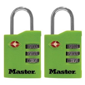 Show details of Master Lock 4684T TSA-Accepted Lock in Neon Green, Orange, Pink, or Purple, 2-Pack.