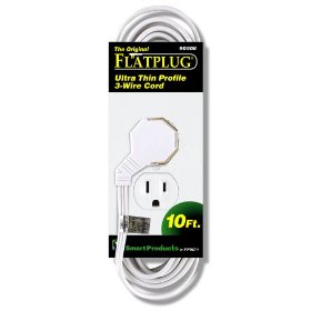 Show details of TRC 90508 Flatplug Ultra Thin Profile 3 Wire Cord 10-Foot 16/3 White.