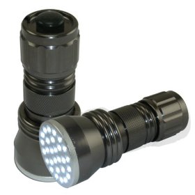Show details of 'GIANT Light - Small Package' LED Flashlight - 28 LED! Gunmetal Silver.