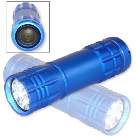 Show details of Super-Bright 9 LED Heavy-Duty Compact Aluminum Flashlight - Cool Blue Color.