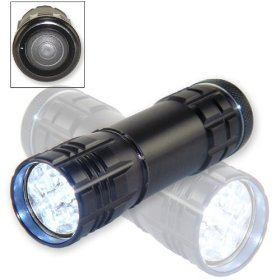 Show details of Super-Bright 9 LED Heavy-Duty Compact Aluminum Flashlight - Jet Black.