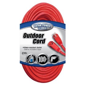 Show details of Coleman Cable 02409-88-04 100-Foot 14/3  SJTW Vinyl Outdoor Extension Cord, Red.